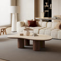 Table basse en bois moderne 48, plateau en pierre mate, en forme de nuage